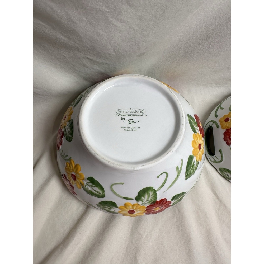 Temp-tations by Tara Floral Embroidery‎ Handled Nesting Serving Bowls Set of 2 - Picture 10 of 10